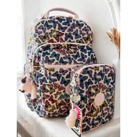Kipling Seoul Large 15" Laptop Backpack & 100 Pencil Case Butterfly Day