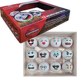 MOJIFLY Golf Balls, Novelty, 12 Pack, Funny Kids Golf Balls for Gifts Red/White