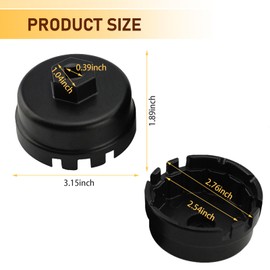 Yumfugu 1 PC Car Cap-type Oil Grate Wrench, Six-port Alloy Surface Sandblasting Oil Filter, Modification Disassembly Tool Accessories, Compatible with Toyota, Lexus, Reiz, and Highlander (Black)