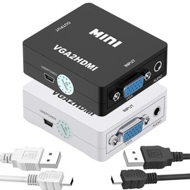 tunghey 2Pack VGA to HDMI Adapter, Mini Vga Adapter Box Steadily Convert Full HD Audio Video Below 1080P from VGA to HDMI, Support HDTV PC Laptop Monitor Computer Ma-c Projector (VGA to HDMI)