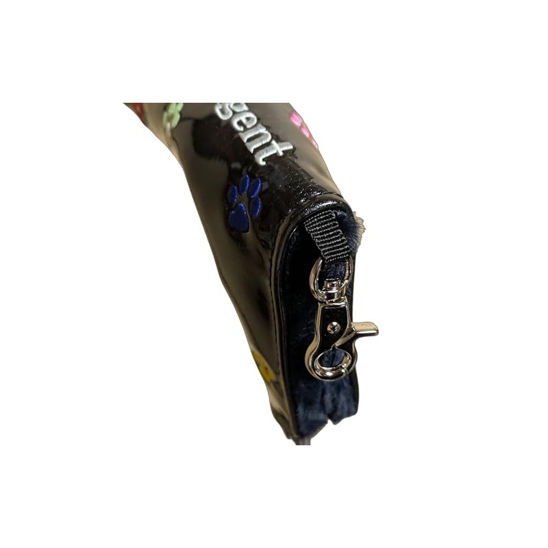 Paw Embroidered Golf Putter Cover Pin Type Magnetic Type (Black)