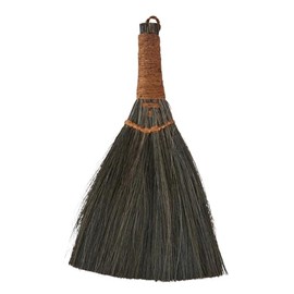 MACOSA MS221224 Tischbesen Natur Seegras Jute Dunkelgrau 31 cm Tischfeger Mini Handfeger Strohbesen Handbesen Grau Tischkehrer Kehrbesen Tischkehrer Tisch Besen