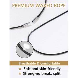 Black Leather Necklace Cord with Clasp for Men Women Hip Hop Braided Rope Chain Replacement Link for Pendant 26inch