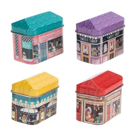 Ipetboom 4Pcs Tin Box, Metal Tin Small Tins with Lids Tin Containers with Lids Metal Box Candy Tins Tea Storage Tin Candy Storage Box Sugar Canister for Tea Coffee Candy, Random Style