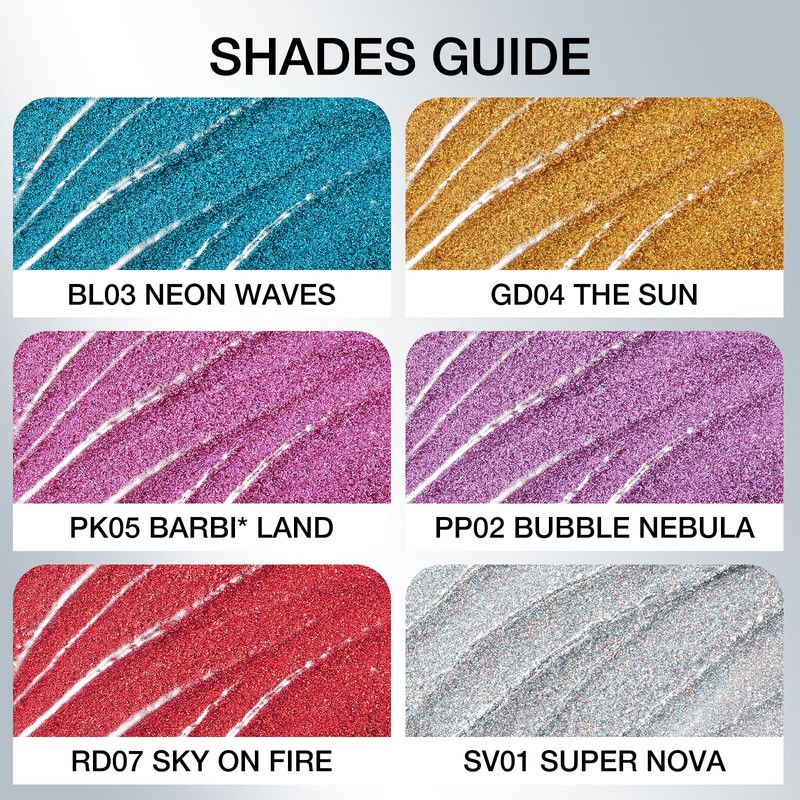 FOCALLURE Unearthing Mars Glitter Eyeliner, Waterproof Liquid Eyeliner Pencil, Smudge