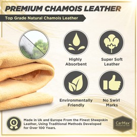 CarMax™ English Premium Grade Professional Natural Chamois Leather - our biggest and best shammy, super soft and highly absorbent, Made in the UK