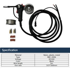 WYDDDARY Aluminum Spool Gun Fit Miller 210 Spoolmate 3035 with 16ft (5 m) Cable Lead, 10pcs 1mm Conductive Nozzles, 10pcs 0.8mm Conductive Nozzles, 2 Link Rods, 2 Protective Nozzles