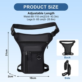 Flintronic Motorcycle Leg Bag, Hiking Waist Pack, Thigh Fanny with Adjustable Waist and Thigh Strap, Multi-Function Sports Pouch Bag, for Men Women Cycling Running Traveling and Fishing