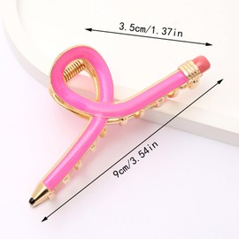 Pencil Hair Claw Clips for Women for Thick Hair Back to School Teacher Clips Cute Barrettes Teacher Accessories Appreciation Party Favors Supplies (Pink)