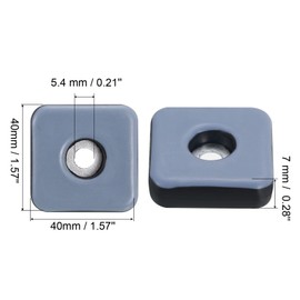 sourcing map Furniture Sliders, 8Pcs 1 4/7" - PTFE Square Chair Leg Floor Protectors, Screw-On Furniture Pads with Screw, Chair Glides for Carpet Hardwood Floors