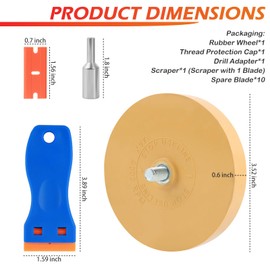 YGDMD Car Rubber Eraser Wheel for Drill,Practical Car Decal Remover Wheel with Sticker Remover Tool Scraper & Adapter with Stop Use Line Design,Soft Rubber Wheels Decal Removers