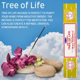 Satya Nag Champa Tree of Life Incense Sticks | x12 pack | with SAMASIA incense sticks holder | Used for Tromatherapy, Spa, Yoga, Weddings, Meditation, Healing, Positivity and Relaxation