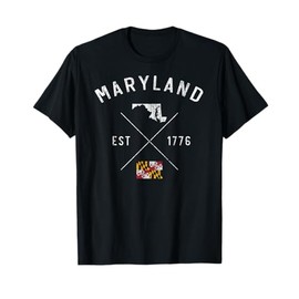 Maryland State Flag and Year Souvenir For Patriotic T-Shirt