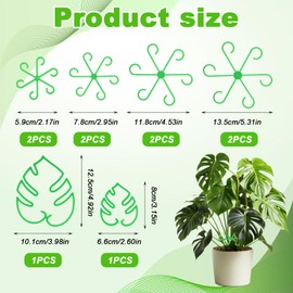 Tyqour 10 Pcs Plant Stem Support, Reusable Monstera Plant Support for Indoor Plants, Plastic Climbing Houseplant Plant Stabilizer, Stable Leaf Buddy Plant Support Stakes, Green