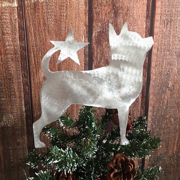 Chihuahua, Star, Dog Christmas Tree Topper, Wreath Decoration, Holiday Decoration, Aluminum, Star