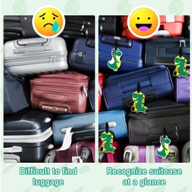 Pack of 2 Suitcase Tags, Green Dinosaur Luggage Tag, Suitcase Tag with Address Tag, Luggage Tag, ID Tag, Luggage, Handbag, Tag, Suitcase Bag, Labels, Name Address Signs, Travel Accessories