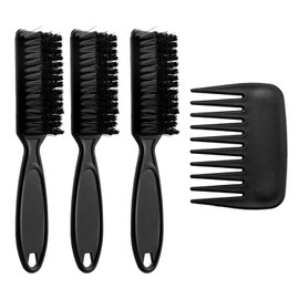 3 Fade Brush Sets 1 Comb Manicure Cleaning Brush Beard Brush Fine Brush for Hair Cutting Soft Bristles Dusting Brush Suitable for Cleaning, Beauty and Hairdresser.(Black)