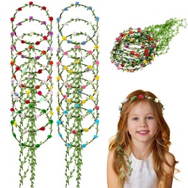 FloralGrace 15 Pieces Colourful Flower Crown Hair Flower Crown Flower Crown Hair Children Midsummer Flower Crown Flower Crown Hair Midsummer Hair Crown Flowers Flower Crowns For