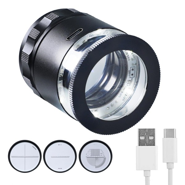 10X Rechargeable Jewelers Loupe with LED Lights and 3 Reticle