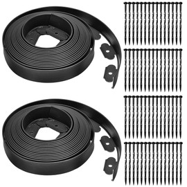 No Dig Landscape Edging Kit, Landscape Edging Border 66 FT with 60 Spikes, 2" Tall No Dig Garden Edging Roll, Flexible Lawn Edging for Landscaping Flower Beds Yard Pathway (2IN x 66FT, Black)