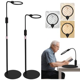30X 10X Large Floor Magnifying Glass with Light and Stand, Three Lighting Modes, Stepless Dimmable, Flexible Gooseneck Floor Magnifying Lamp, Lighted Magnifiers for Close Work,Sewing, Crafts,Reading