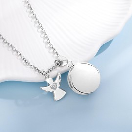 Cosie Lily Pregnancy Angel Call Necklace, 110 cm Long, 925 Sterling Silver with Spherical Pendant Chain, Gifts for Future Mother, Girlfriend, Sister