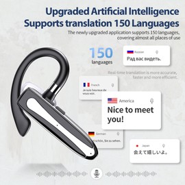 Xmenha Bluetooth Earpiece Ear Piece Translator Translating Translation Earbuds Real Time Bluetooth Headset Earphones Language AI Translator Earbud in Real Time Ear Buds Headphones Language Translation
