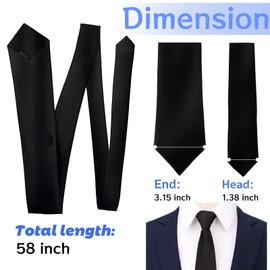Paradi star Men's Tie,3.15 inch Solid Color Formal Necktie for Business,Weddings,Father's Day,Black