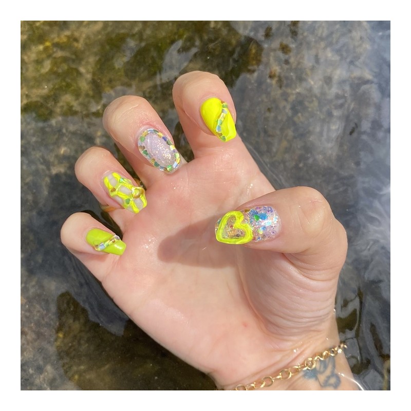MunNail Neon Bling Heart - Long Oval / MunNail 네온블링하트