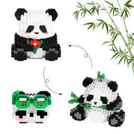 Xbessc 3 In 1 Panda Bausteine Set Mini Klemmbausteine Tiere ABS Panda Bricks Niedlich Tier Building Block Set Panda Geschenk Robust und Stabil für Kinder Ab 7 Jahren Erwachsene