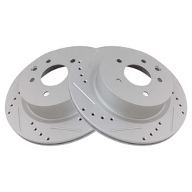 TRQ Rear Performance Brake Rotors Set Premium G-Coated Cross Drilled & Slotted Compatible with 2009-2023 Nissan Maxima