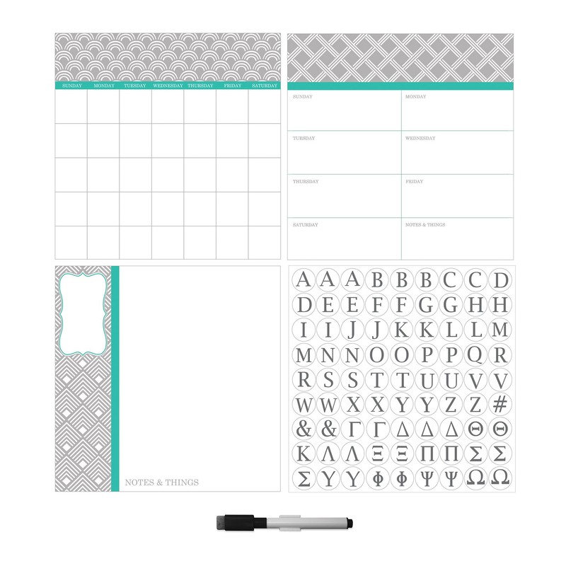 WallPops Pimlico Dry Erase Combo Wall Decal with Monogram, Multi-Colour