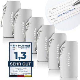 Travely Premium Luggage Tag, Easily Recognisable, Robust & Safe, Includes Name Plate and Privacy Protection, Versatile and Practical Address Tag, Name Tag & Luggage Tag