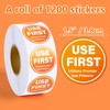 VELATYVIO 1200Pcs Use First Stickers Food Service Circular Self-Adhesive Labels