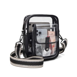 Wuflyover Wuflyover Clear Bag for Stadium Events, Clear Crossbody Bag Stadium Approved,Clear Purse for Women,Clear bags for Man (Deep black)
