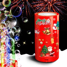 Ivtivfu Fireworks Bubble Machine with Lights for Party (20 Holes), Kids Bubble Machine with Closeable Sound, Party, Christmas, Chinese New Year