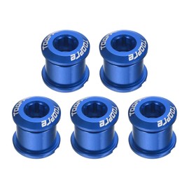 HARFINGTON 5pcs Double Chain Ring Bolts M8 Aluminum Alloy Bicycle Crankset Nuts Chainwheel Screws for Road Bike Mountain Bike, Blue
