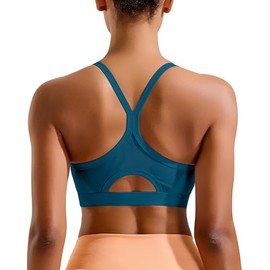 RUNNING GIRL - brasier deportivo para mujer, de alto apoyo, copa moldeada en forma de Y, de alto impacto, para mujer, con almohadillas para orejas cosidas, Azul profundo, L