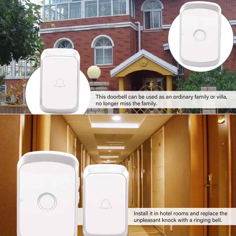 Wireless Doorbell with 36 Chimes 4 Volume Level LED Flashing