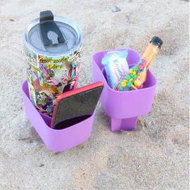 Luuzuu Sand Beach Cup Holder with Pocket Drink Cup Holders for Travel Multicolor 2 Pack Color Purple/Purple