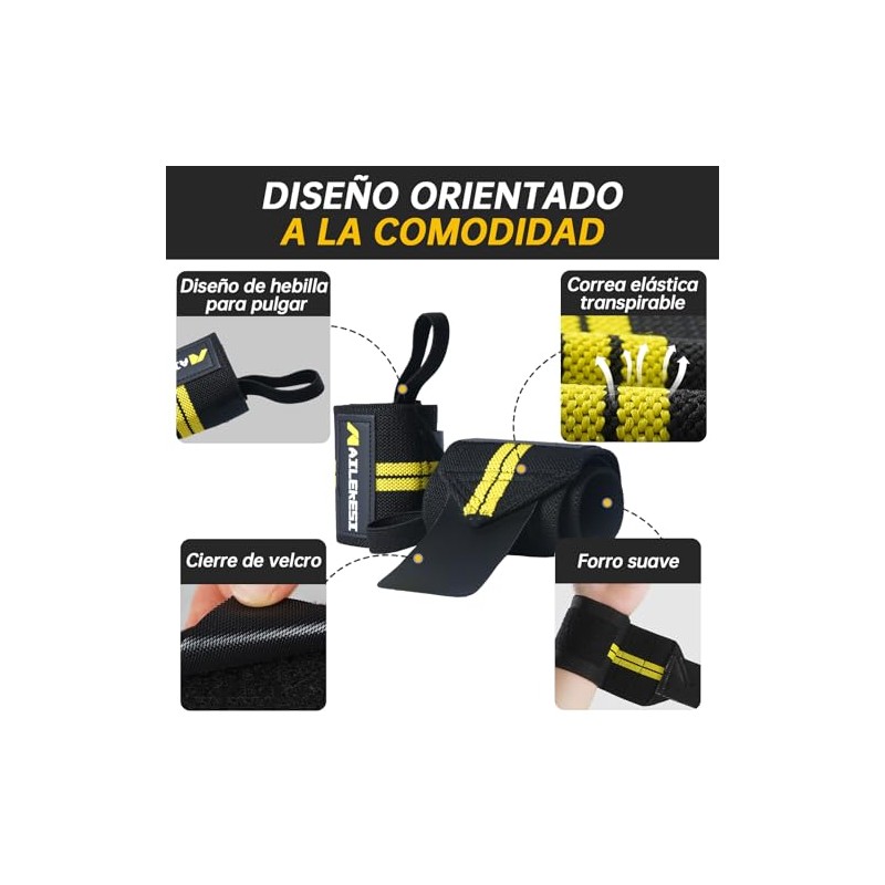 Muñequeras Gym,1 Par Correas de Muñeca con Sujetador de Pulgar,