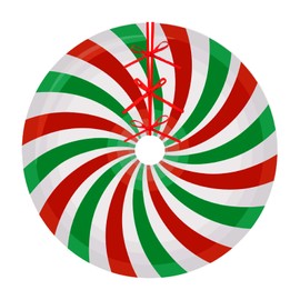 36 Inch Christmas Tree Skirt Merry Christmas Red White and Green Peppermint Candy Mint Sugar Double Swirl Candy Large Xmas Tree Mat for Holiday Party Ornament Rustic Decorations (36inch Candy-1)