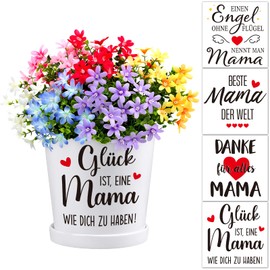 4 Stickers for Flower Pot Mum Gift Mother's Day Rub on Sticker Mother's Day Gifts Best Mum in the World Sticker Rub Ons Flower Pots Cup Transfer Sticker Thank You Birthday 10 cm