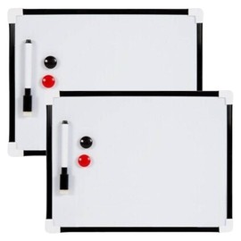 Magnetic Whiteboard with Marker and Eraser - Ideal for Home, Office, and School Use - Dry Wipe Board for Notices and Memos - Lightweight and Portable, 28.5 x 21.5 x 1cm - 2 Pack