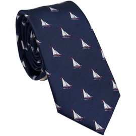 ZENXUS Sports and Game Ties for Men, Designer Necktie Navy, Sailboat, Medium