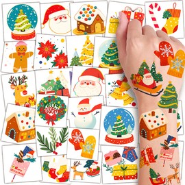 CHARLENT Christmas Temporary Tattoos for Kids - 74 Individually Sheets | Waterproof & Easy Peel | Perfect for Kids Xmas Party Favors, Stocking Stuffer, Christmas Eve Gift