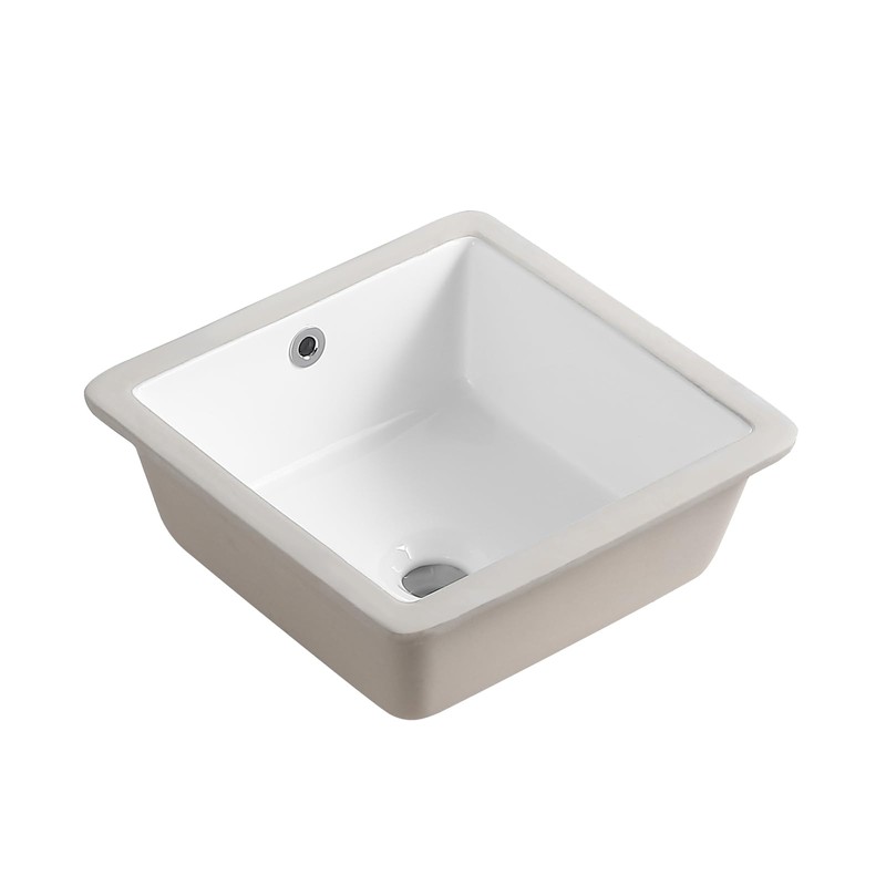 14 Inch Small Square White Undermount Bathroom Sink 13.75" x