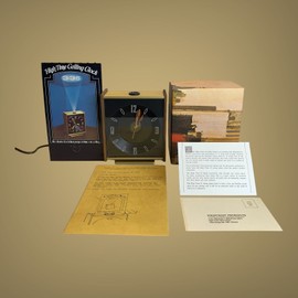 Stancraft Vtg New Factory Sealed Stancraft Modern Projector Alarm Clock Teakwood Aluminum