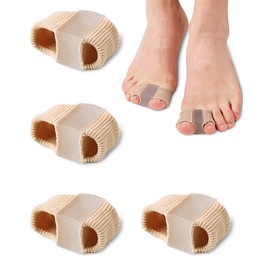 Golbylicc Separadores de dedos para juanetes para dedos superpuestos, mujeres y hombres, espaciadores de dedos de gel, corrector de juanetes con 2 lazos para pies (4 piezas)