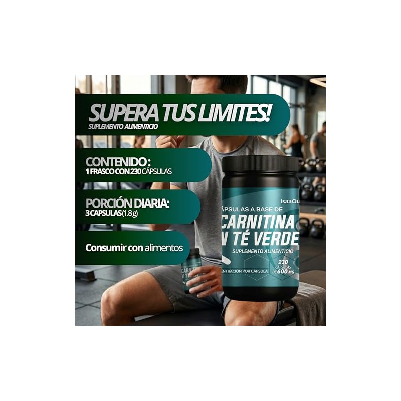 L-Carnitina con Té Verde en Cápsulas 230 Cápsulas de 600